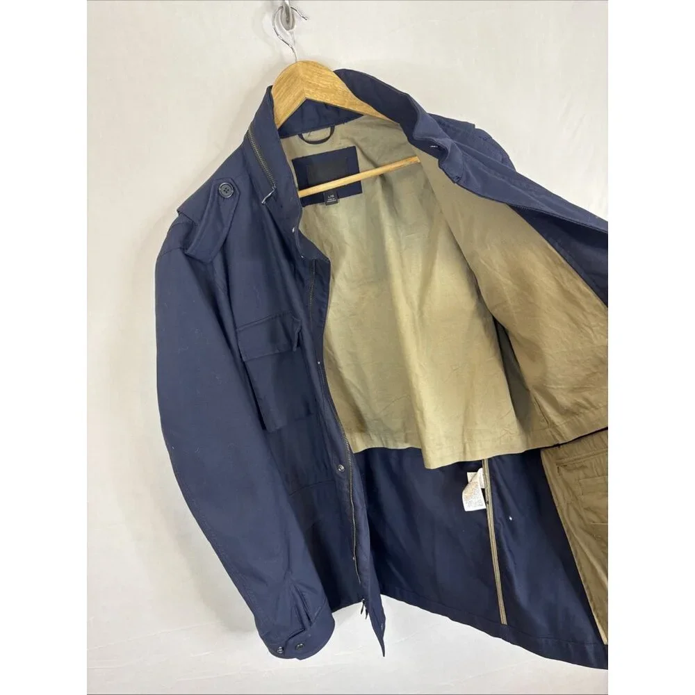 Banana‎ Republic 4 Pocket Field Jacket Navy Cotton Nylon Mens L Military Style